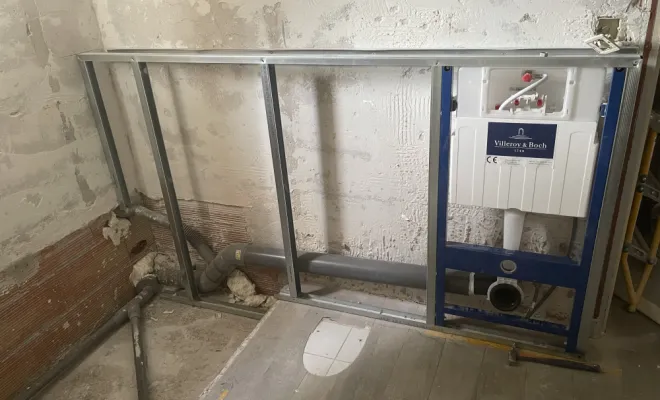 Salle de bain en béton ciré au plan de la tour , Sainte-Maxime, EM Peinture & Décoration